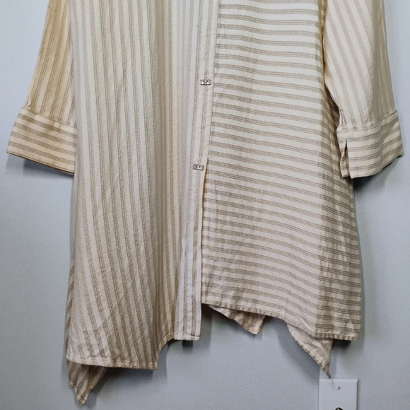 Soft Surroundings Stripes Lagenlook Asymmetrical Button Down Tunic Size Large - Picture 5 of 13